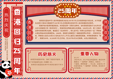 纪念香港回归24周年手抄报香港回归