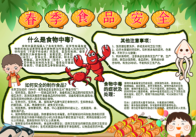 清新手绘可爱卡通春季食品安全手抄报