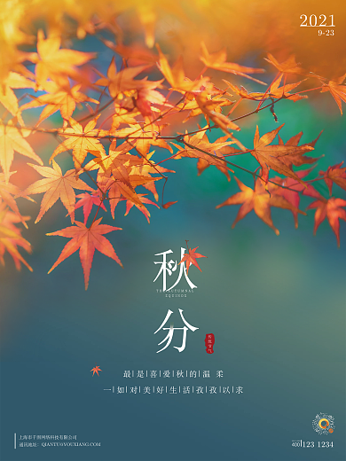 秋分枫叶节气海报