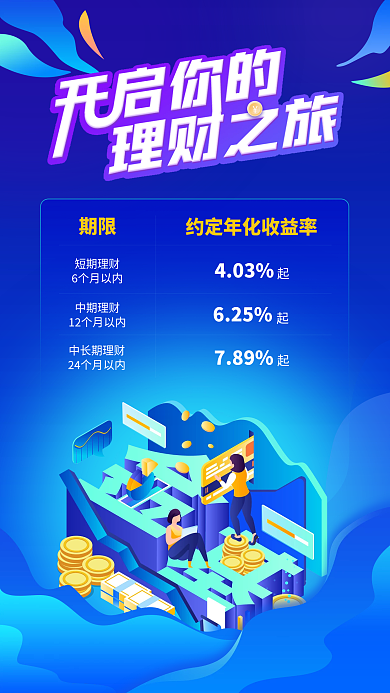 蓝色商务理财营销手机海报
