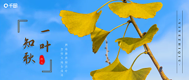 一叶知秋银杏秋天简约微信公众号封面