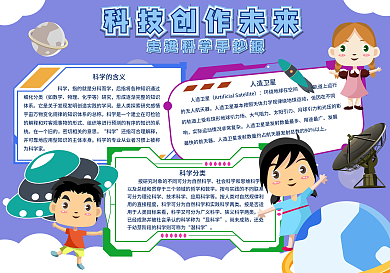 手绘卡通科技创造未来走进科学手抄报