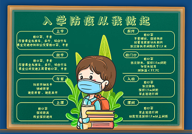 手绘卡通学生防疫思维导图黑板手抄报