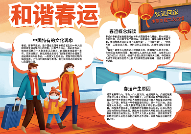 校园卡通和谐春运手绘手抄报