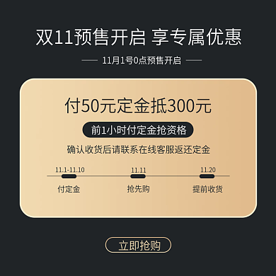 双十一直通车预售降价促销活动限时定金模板