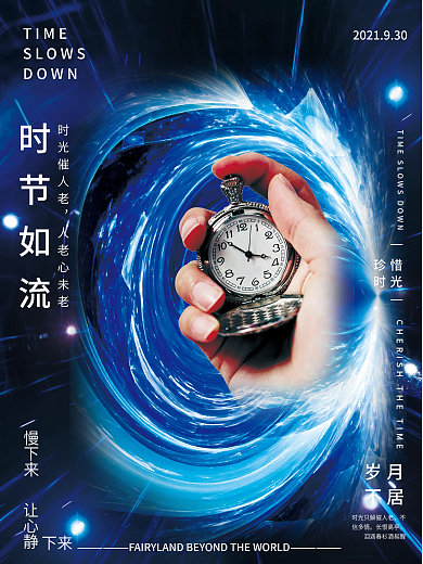 珍惜时光穿越时空创意海报