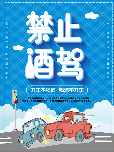 原创禁止酒驾交通安全主题警示海报