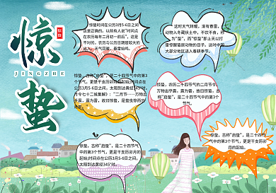 简约清新二十四节气之惊蛰手抄报