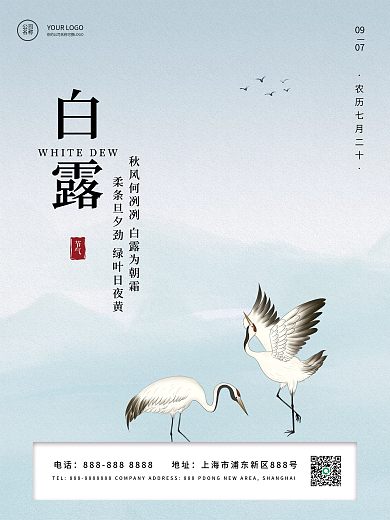 24节气简约中国风白露节气海报