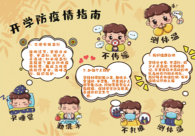 开学疫情防疫指南卡通手抄报