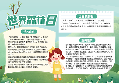 简约创意世界森林日手抄报设计