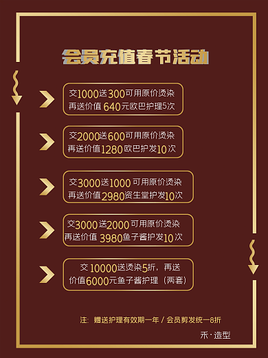 美发造型沙龙会员充值海报KT板