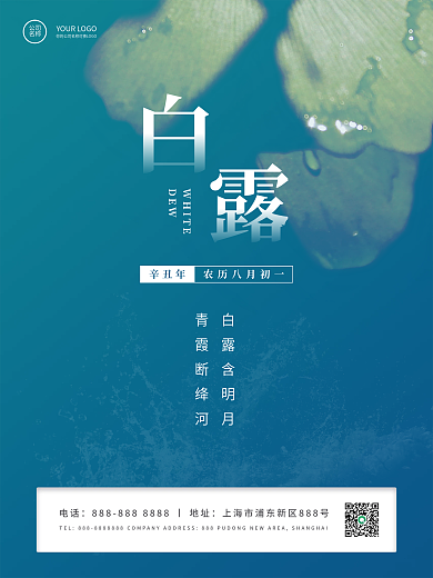 简约白露霜降24节气海报