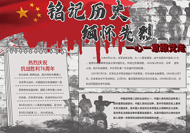 司法党政抗战胜利76周年手抄报铭记历史