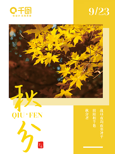 秋分清新简约节气海报
