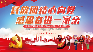 民族团结一家亲党建宣传展板