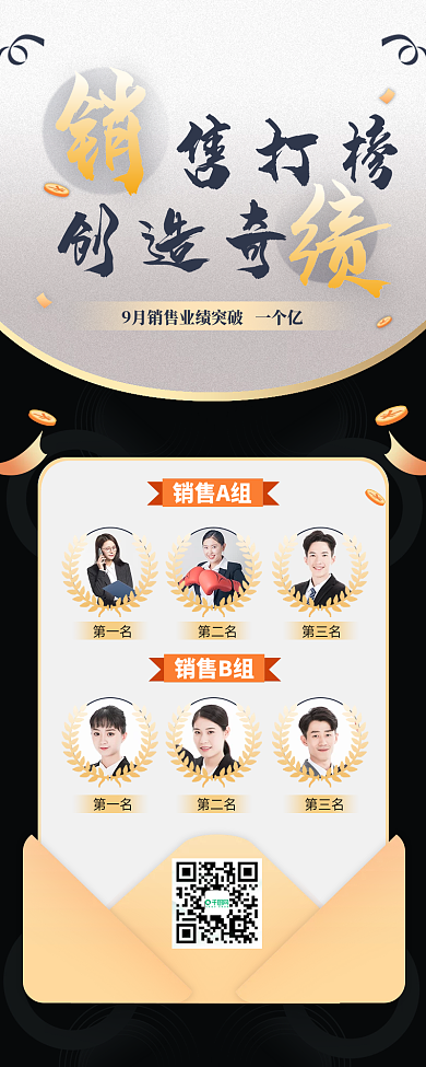 房地产销售业绩榜单商务风黑金