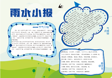 创意合成小清新雨水手抄报