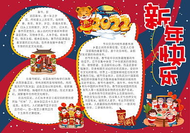 卡通可爱春节习俗新年手抄报