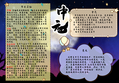 中元节简约手抄报