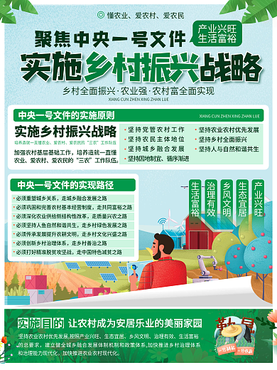原创小清新乡村振兴脱贫攻坚政策宣传海报