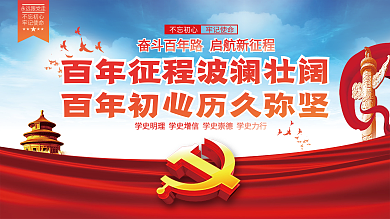 建党100周年党史学习教育党建展板背景