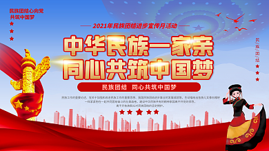 党建风民族团结一家亲党建宣传展板