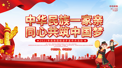 党建风民族团结进步宣传月活动宣传展板