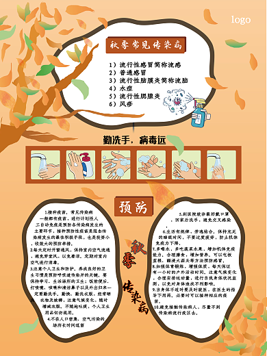 秋季传染病预防海报