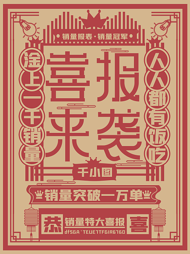 复古风微商销售喜报销售冠军