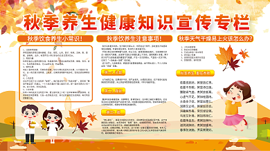 时尚卡通秋季养生小知识宣传栏展板