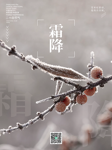 二十四节气霜降简约宣传广告海报