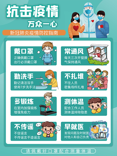 新冠肺炎病毒疫情防控指南展板海报防疫