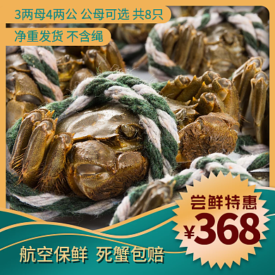 电商平台淘宝天猫国潮复古水产海鲜螃蟹主图