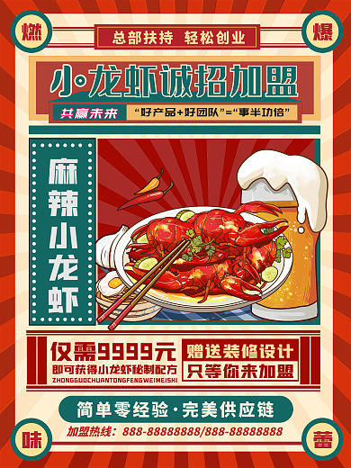 复古风诚招加盟海报