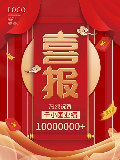 喜庆销售团队战报大字报海报