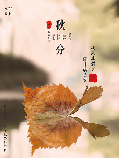 中国传统二十四节气之秋分海报