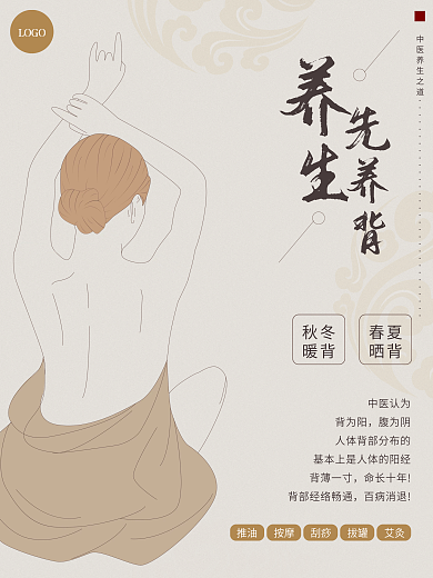 养生先养背之背部中医养生海报