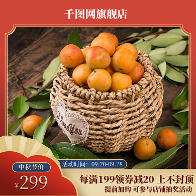 红色金色中秋中国风节日食品特产直通车主图