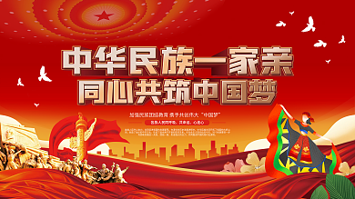 民族团结一家亲党建宣传展板