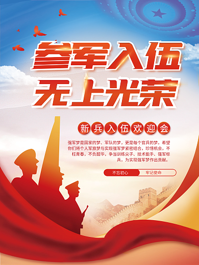 新兵入伍欢迎会党建宣传海报