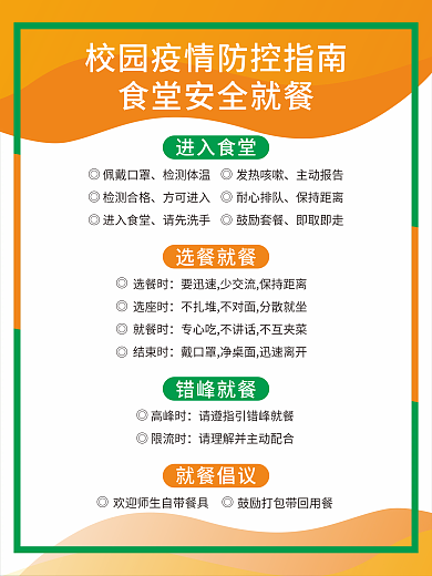 校园疫情防控指南食堂安全就餐
