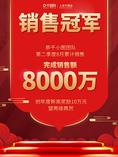 创意简约大气销售冠军喜报战报海报