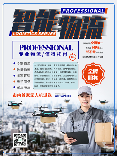 简约风智能物流主题海报