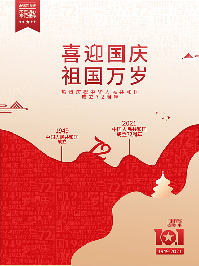 祖国万岁喜迎国庆节党建海报