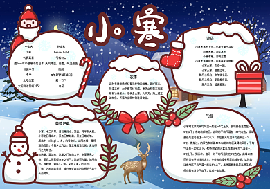 卡通小寒节气习俗手抄报