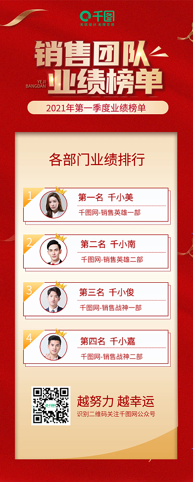 简约销售团队业绩榜单