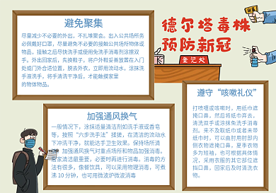 德尔塔毒株预防新冠防疫手抄报小报2