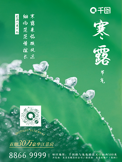寒露绿色地产宣传简约节气海报