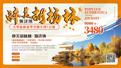 简约风醉美胡杨林旅游展板
